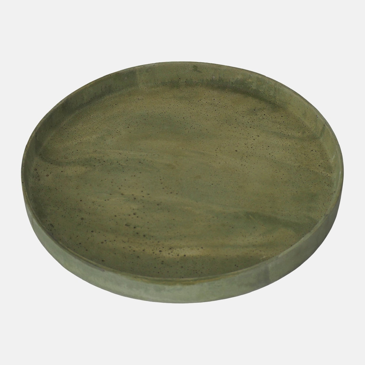 Round travertine-look tray Olive